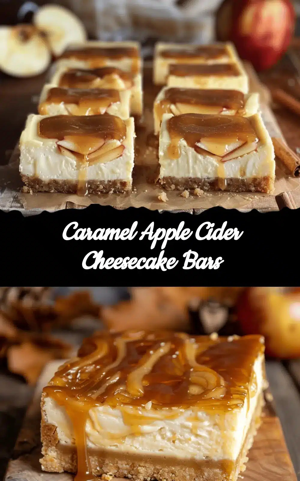 caramel apple cider cheesecake bars recipe
