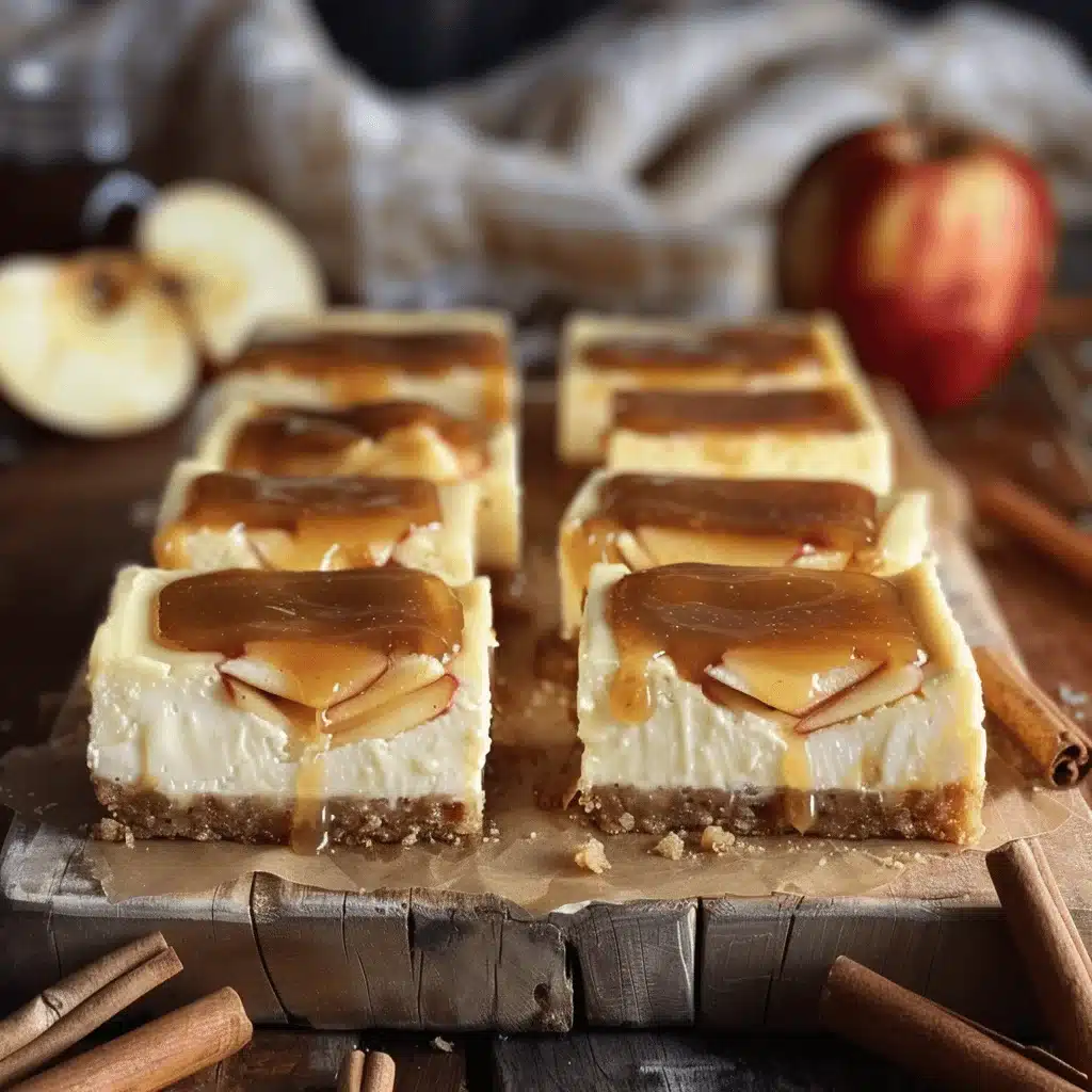 caramel apple cider cheesecake bars - featured image