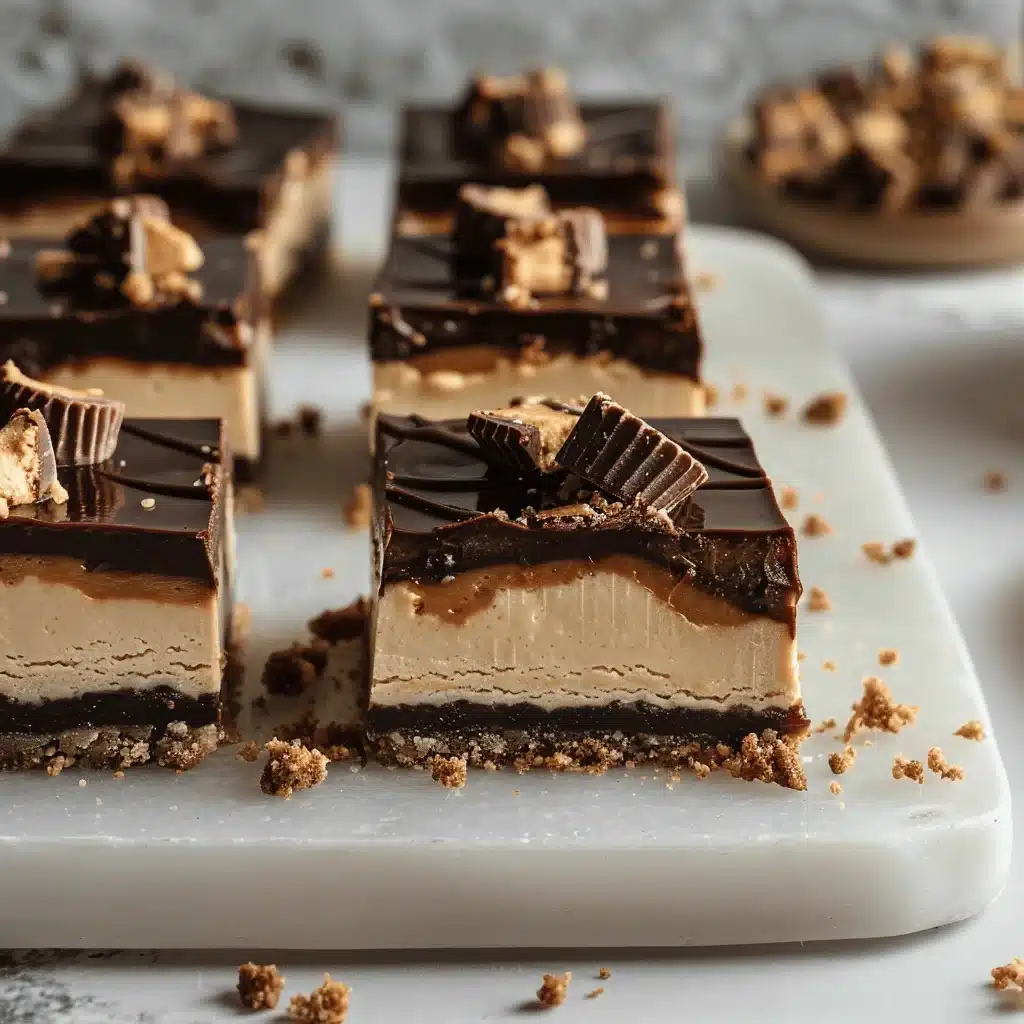 Chocolate Peanut Butter Cup Cheesecake Bars - featured image
