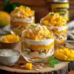 creamy coconut mango pudding parfait - featured image