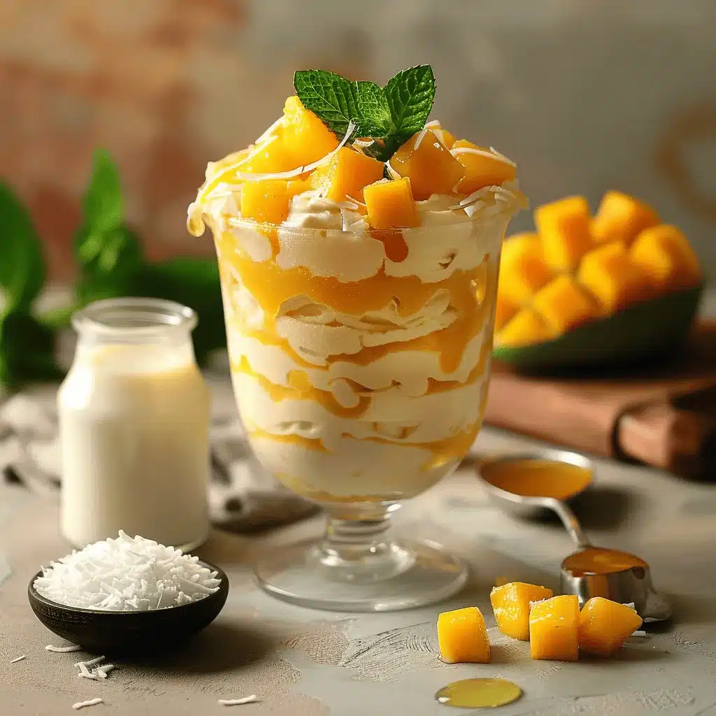 creamy coconut mango pudding parfait preparation steps