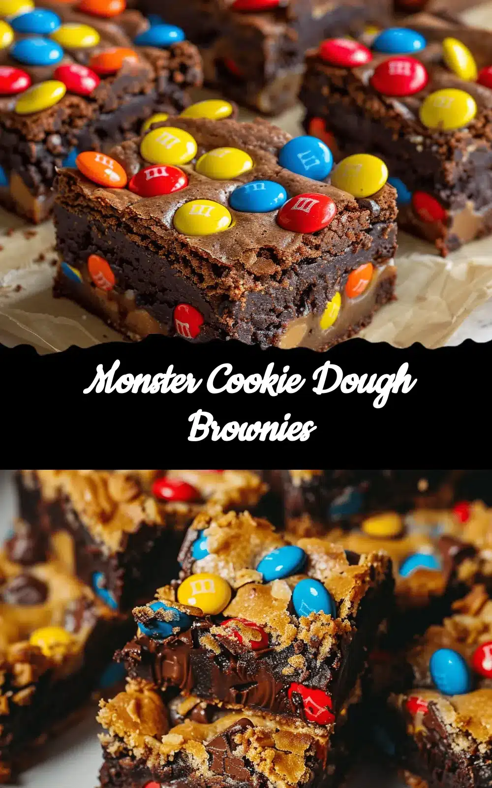 Monster Cookie Dough Brownies recipe