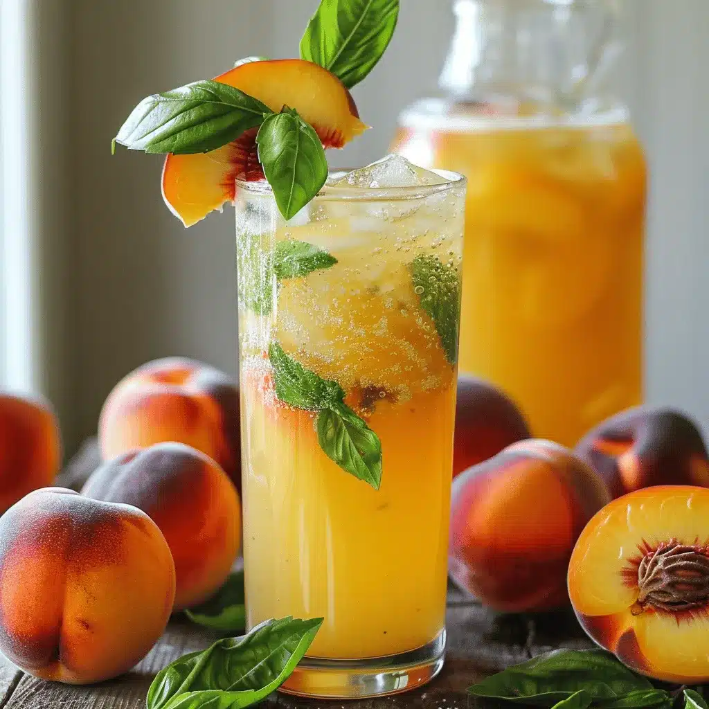 Peach Basil Lemonade Fizz preparation steps