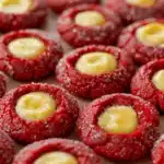 red velvet cheesecake thumbprint cookies - featured image