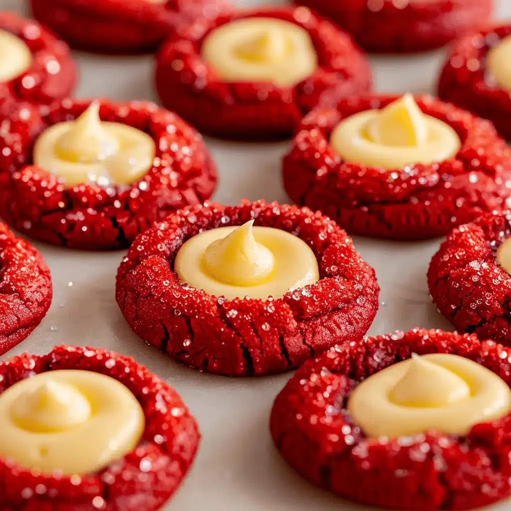 red velvet cheesecake thumbprint cookies preparation steps