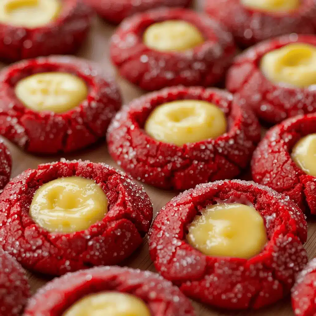red velvet cheesecake thumbprint cookies - featured image