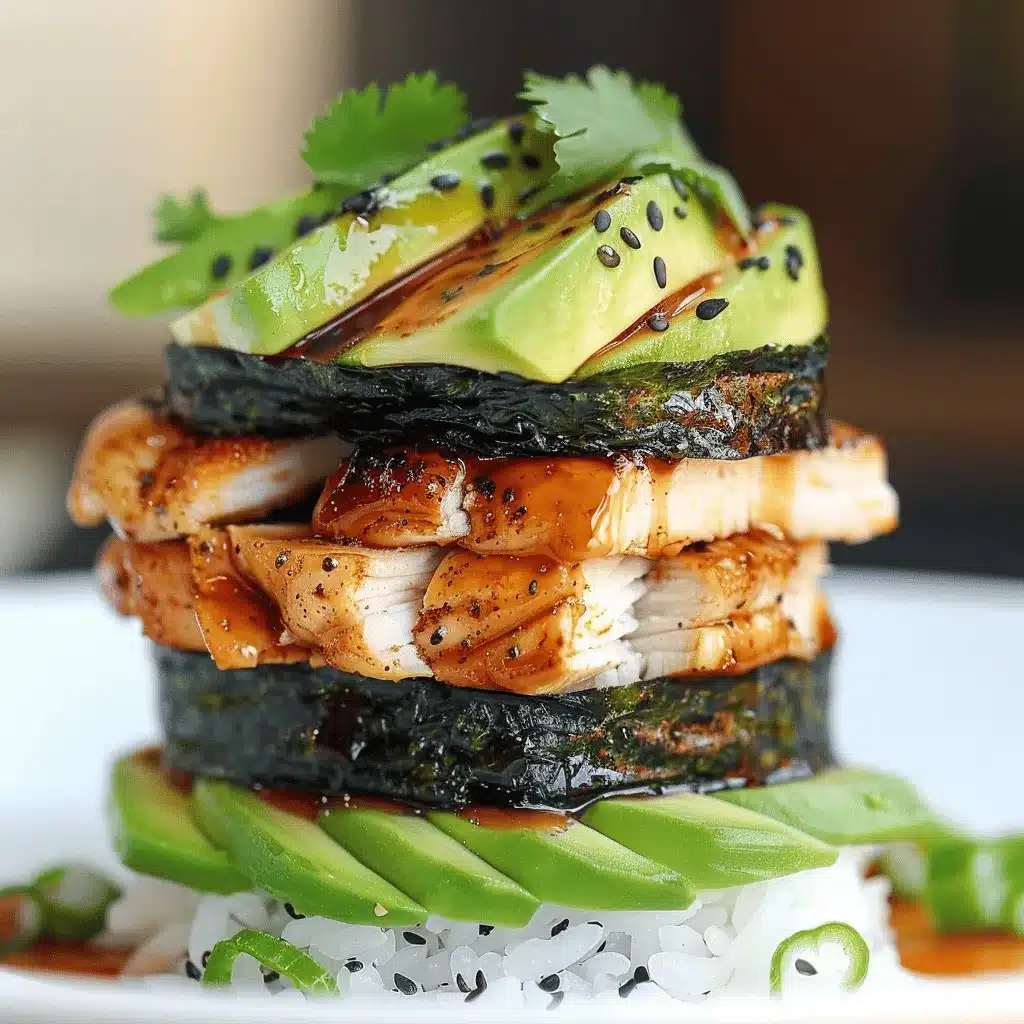 Spicy Avocado Chicken Sushi Stacks preparation steps