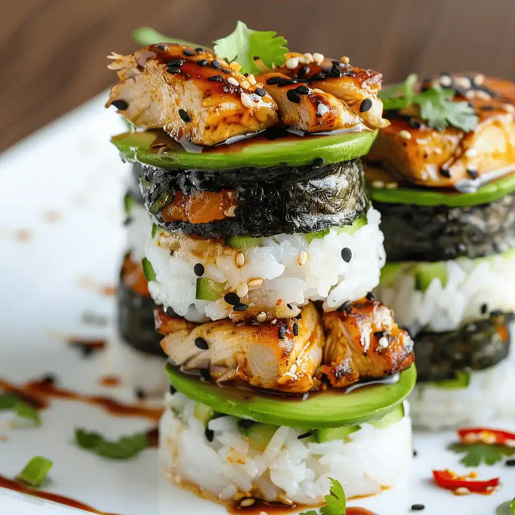 Spicy Avocado Chicken Sushi Stacks - featured image