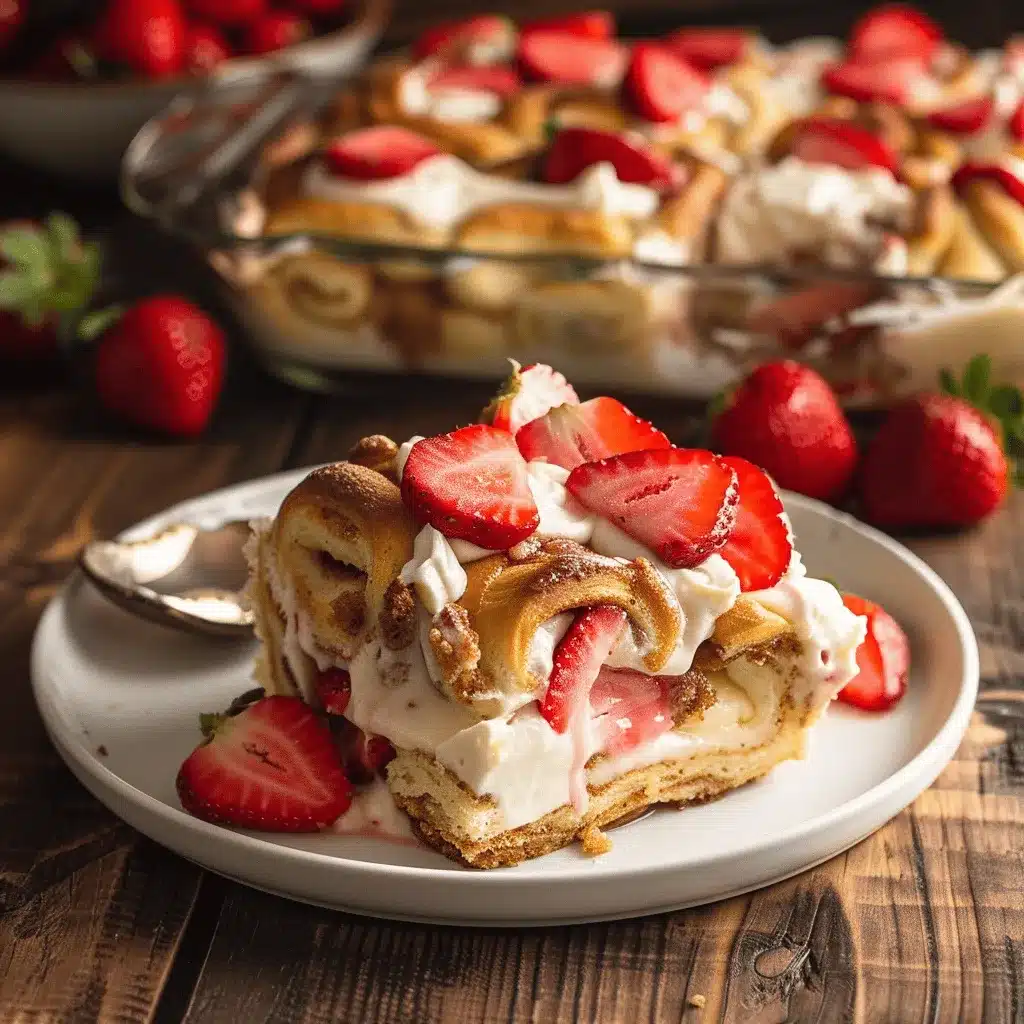 Strawberry Shortcake Cinnamon Roll Casserole preparation steps