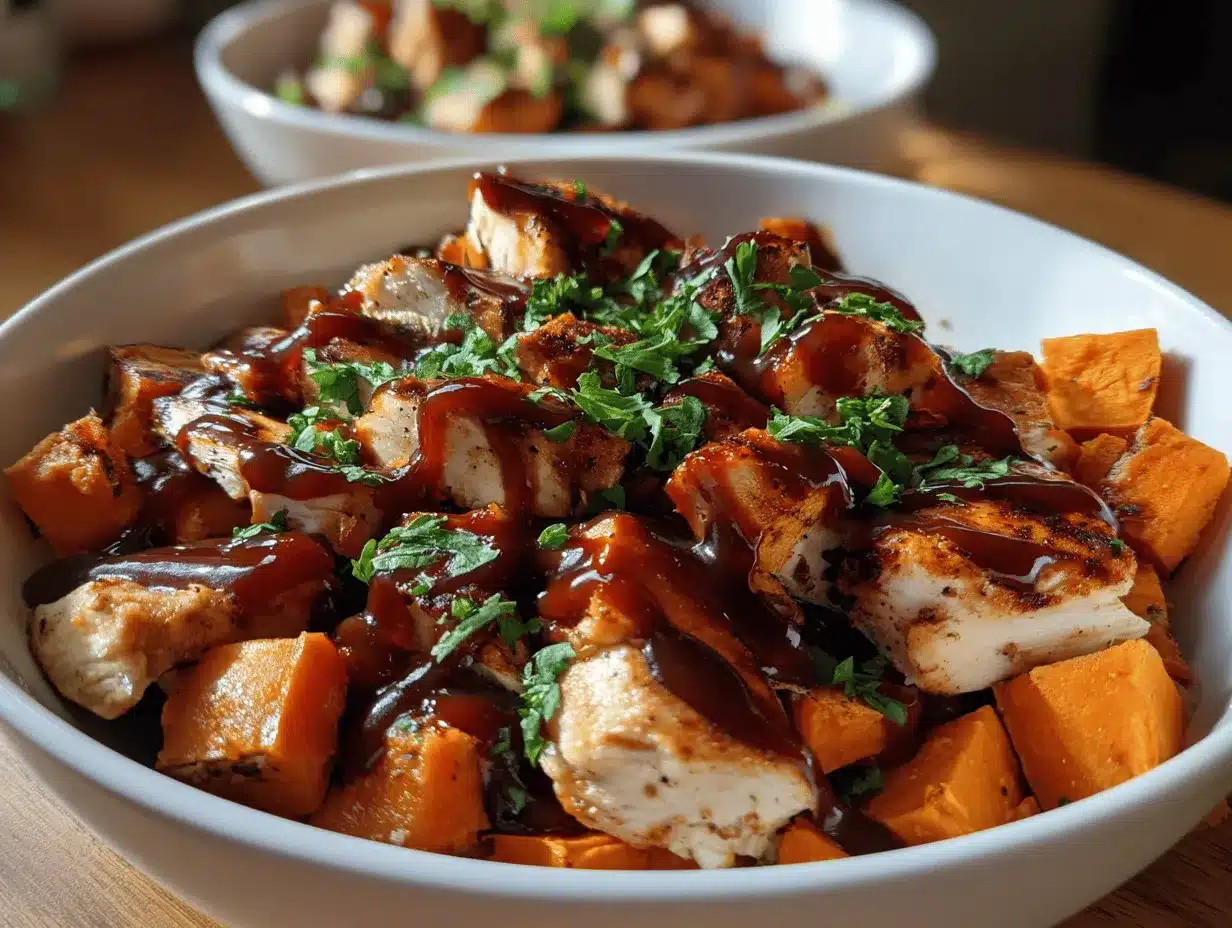 BBQ Chicken Sweet Potato Bowl preparation steps