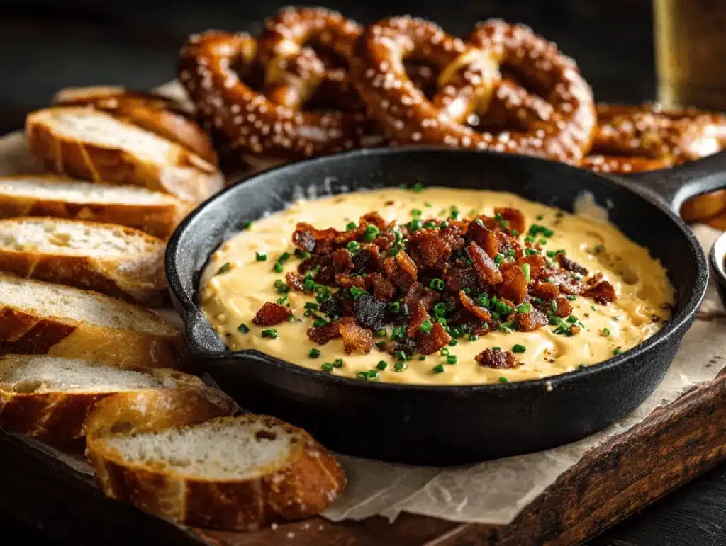 beer cheese dip with bacon - featured image