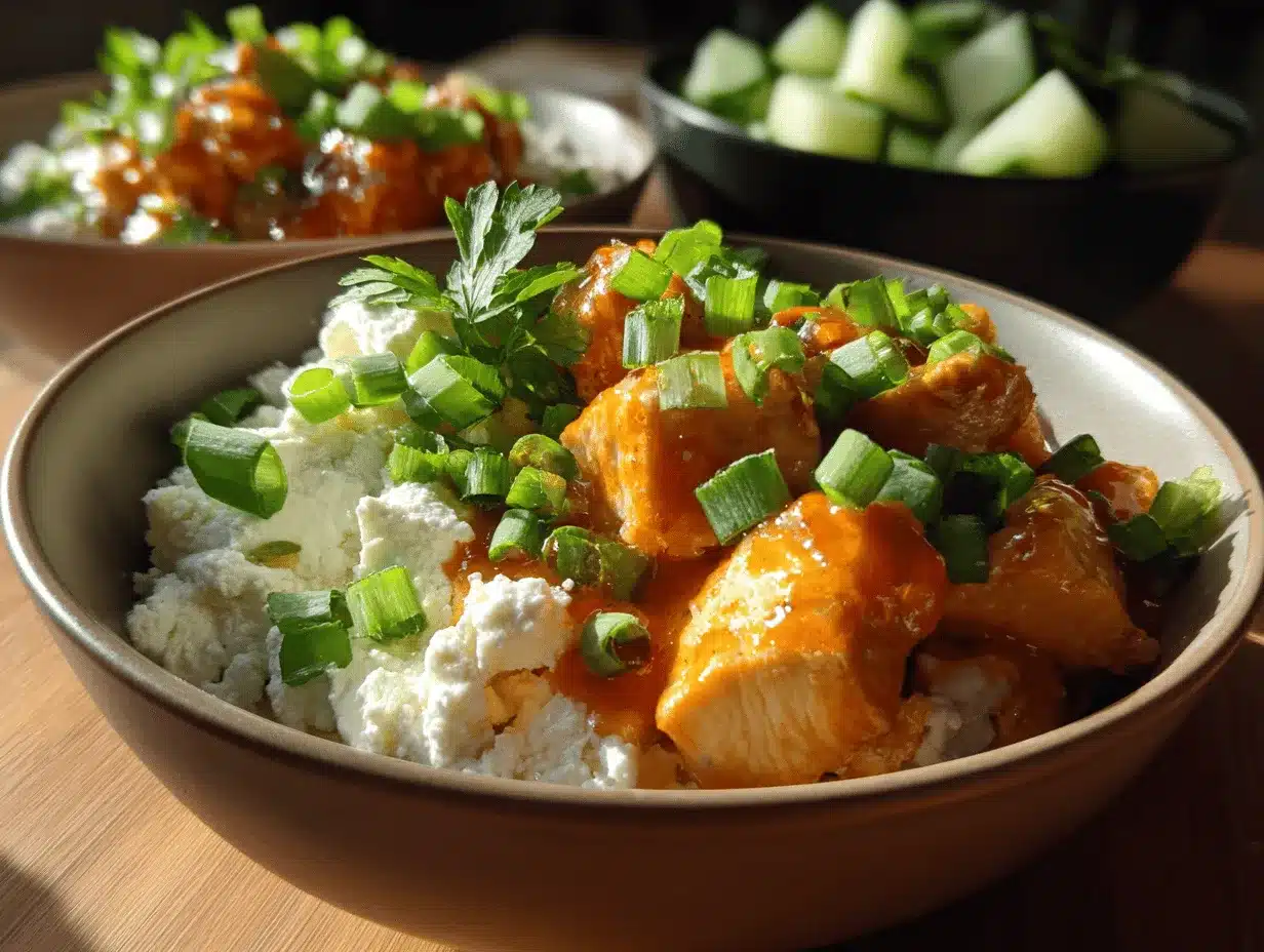 Buffalo Chicken Cottage Cheese Bowl preparation steps