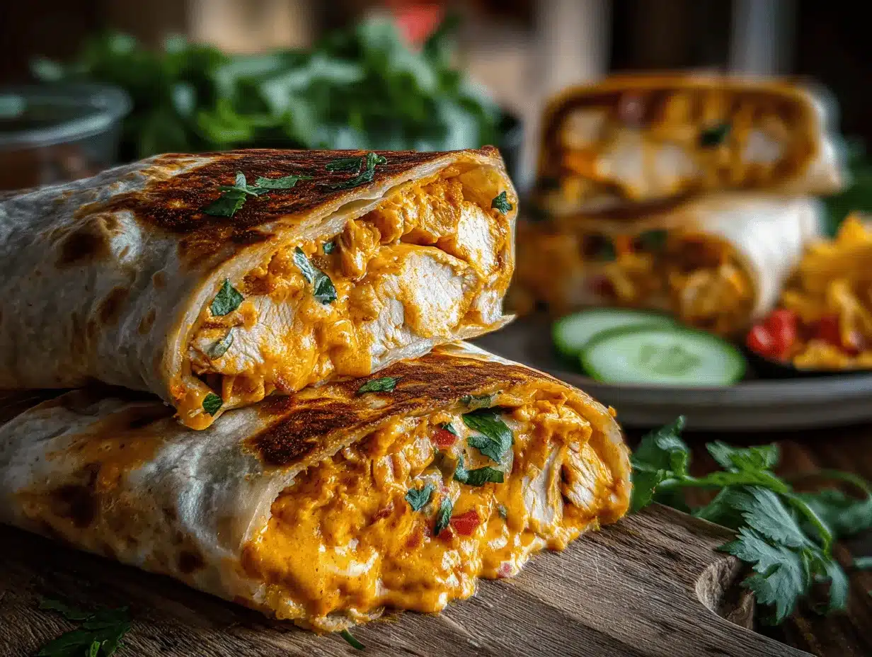 Cheesy Buffalo Chicken Burritos preparation steps