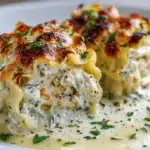 cheesy chicken Alfredo lasagna rolls - featured image