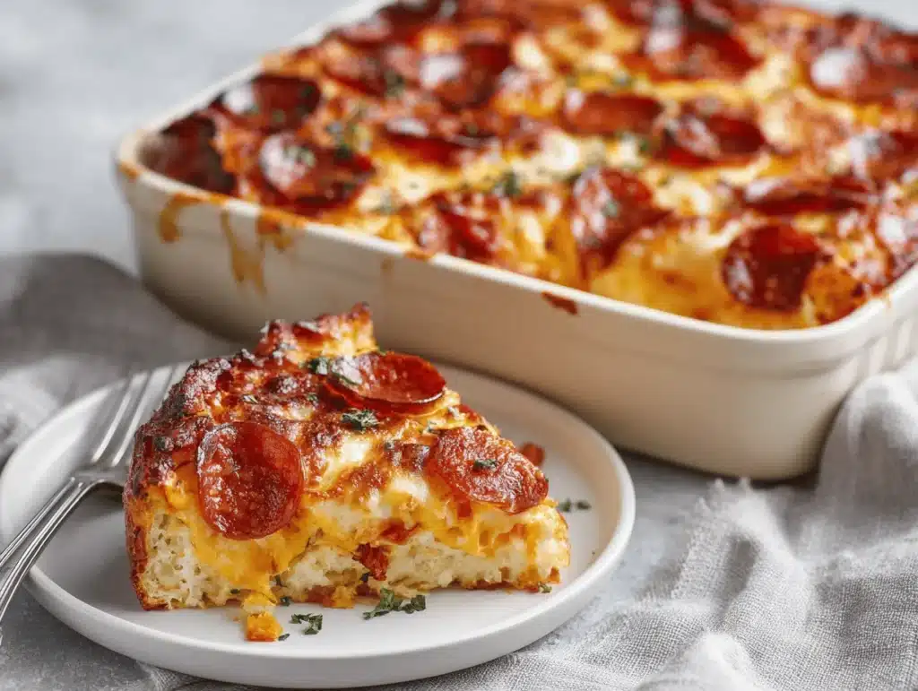 cheesy pepperoni pizza cottage cheese bake - featured image