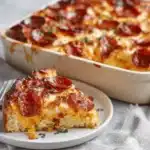 cheesy pepperoni pizza cottage cheese bake - featured image