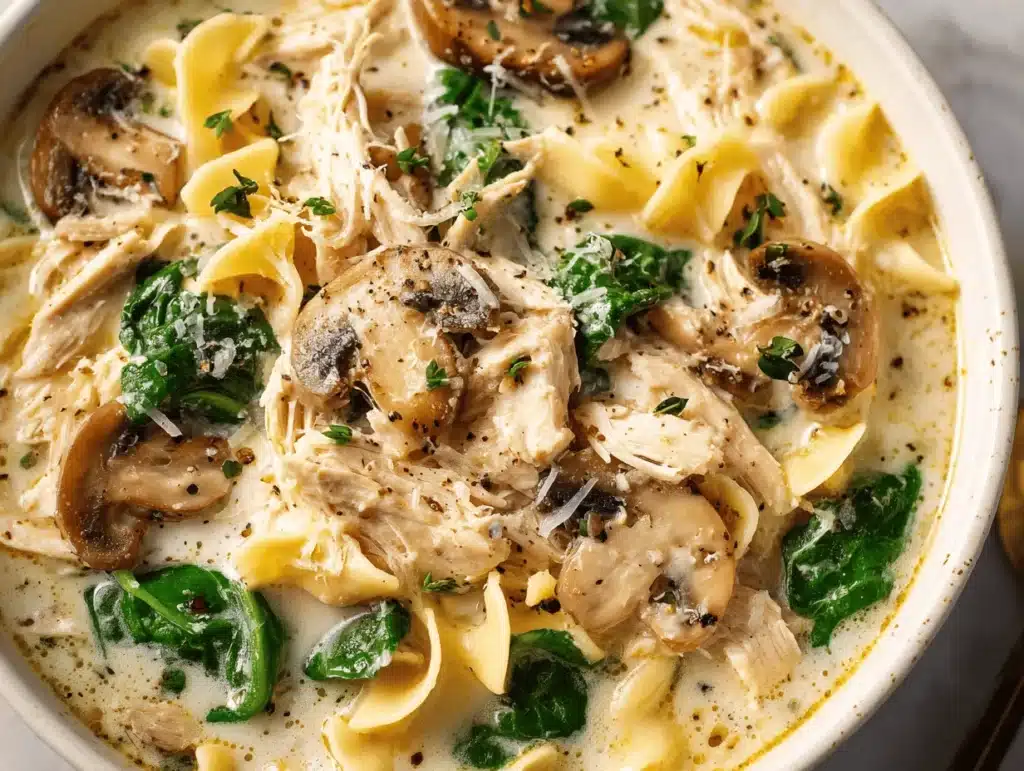 creamy chicken lasagna soup - featured image