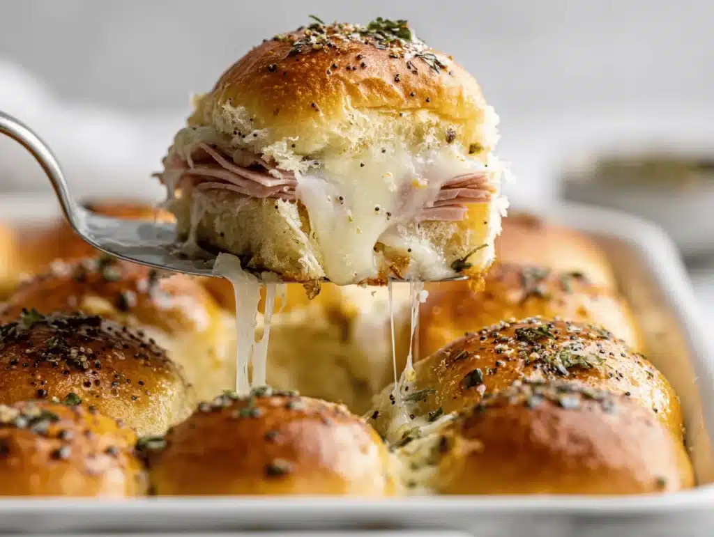 ham and cheese sliders on Hawaiian rolls - featured image