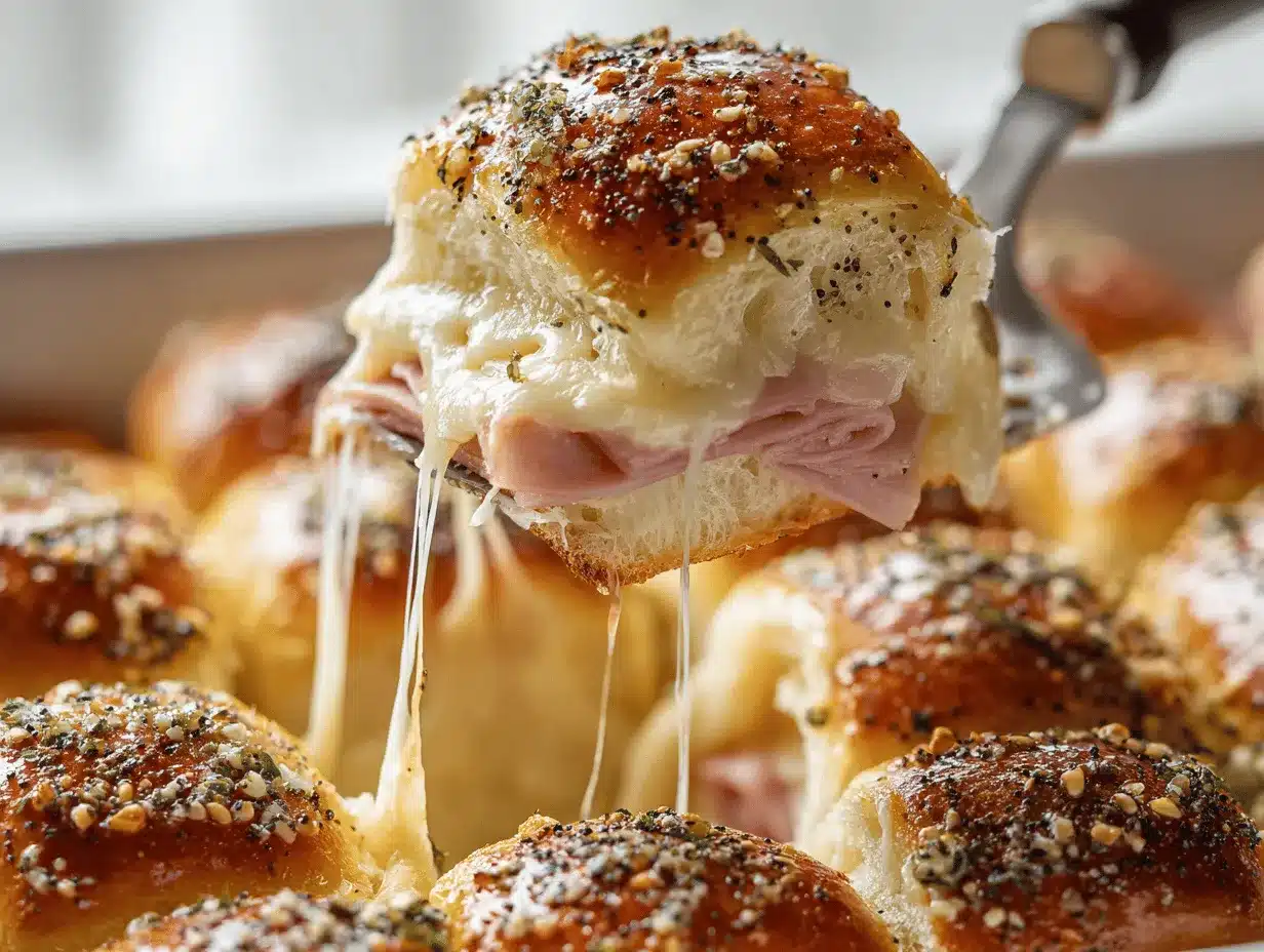 ham and cheese sliders on Hawaiian rolls preparation steps