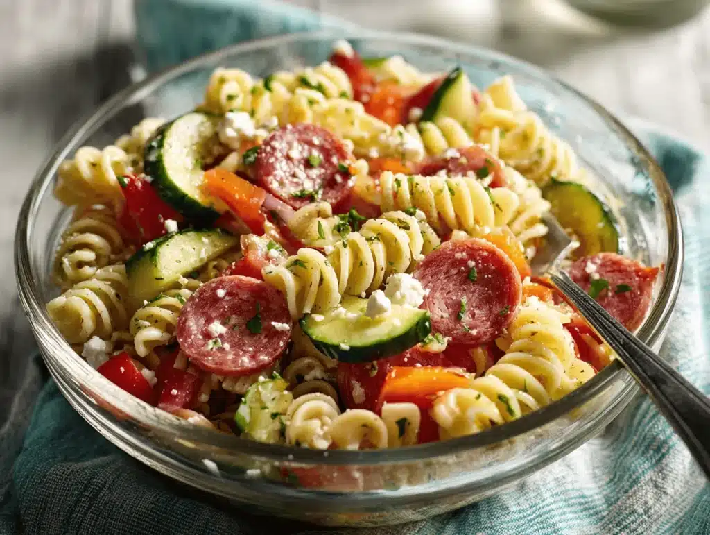 high-protein Italian pasta salad - featured image