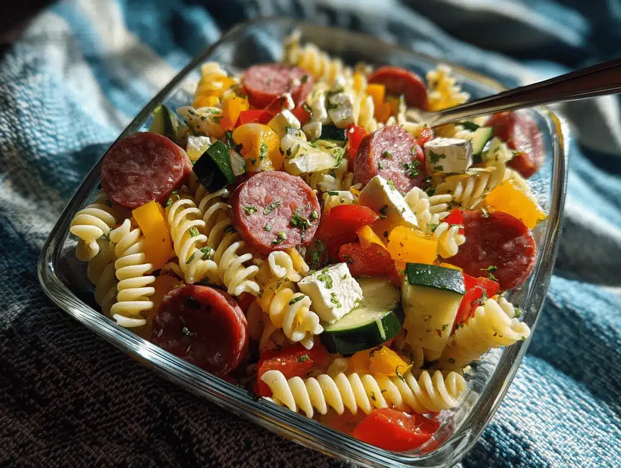 high-protein Italian pasta salad preparation steps