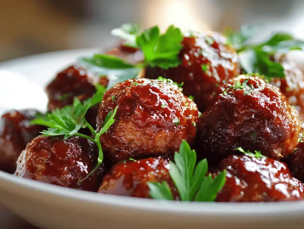honey BBQ crockpot meatballs - featured image