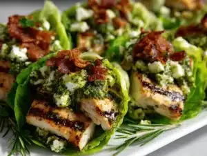 pesto chicken lettuce wraps - featured image