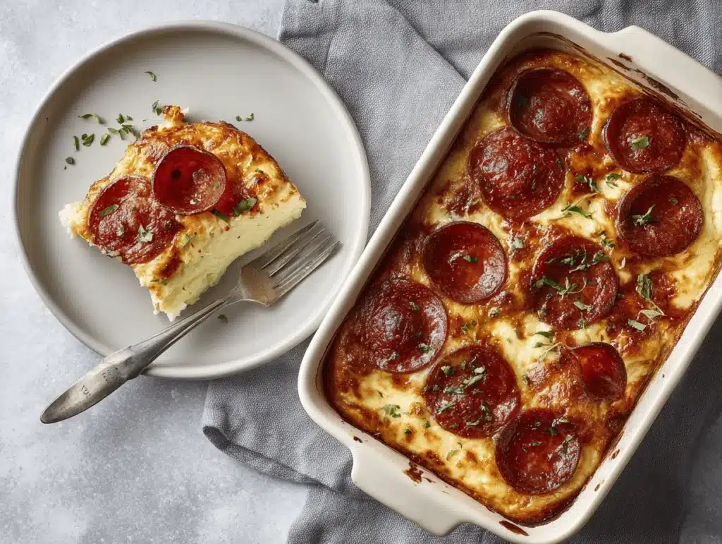 pizza cottage cheese bake - featured image